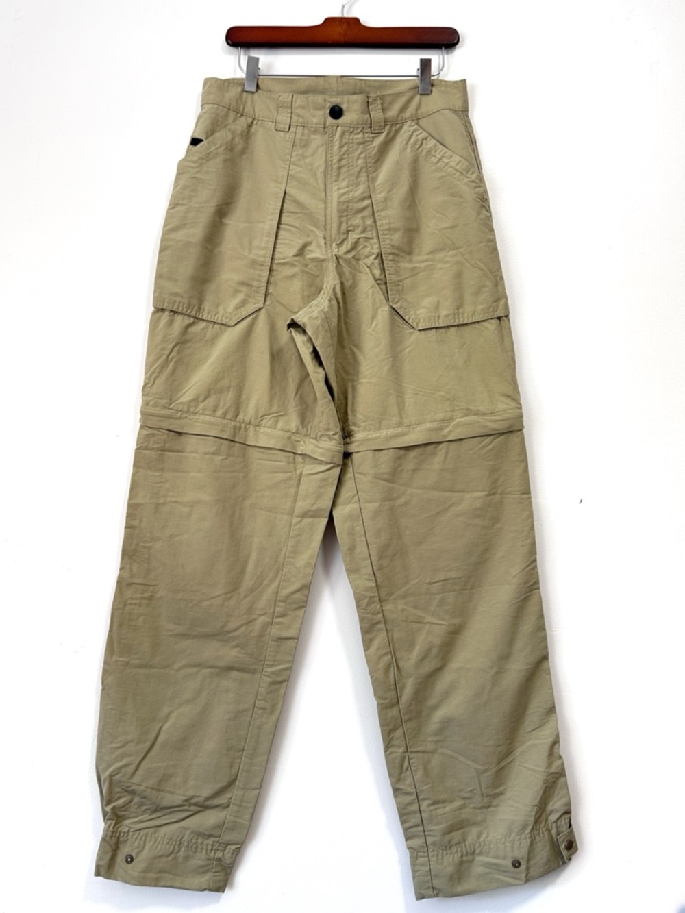 Patagonia Outback Pants Tan Hiking Convertible Zip Off Shorts Size 32 Nylon